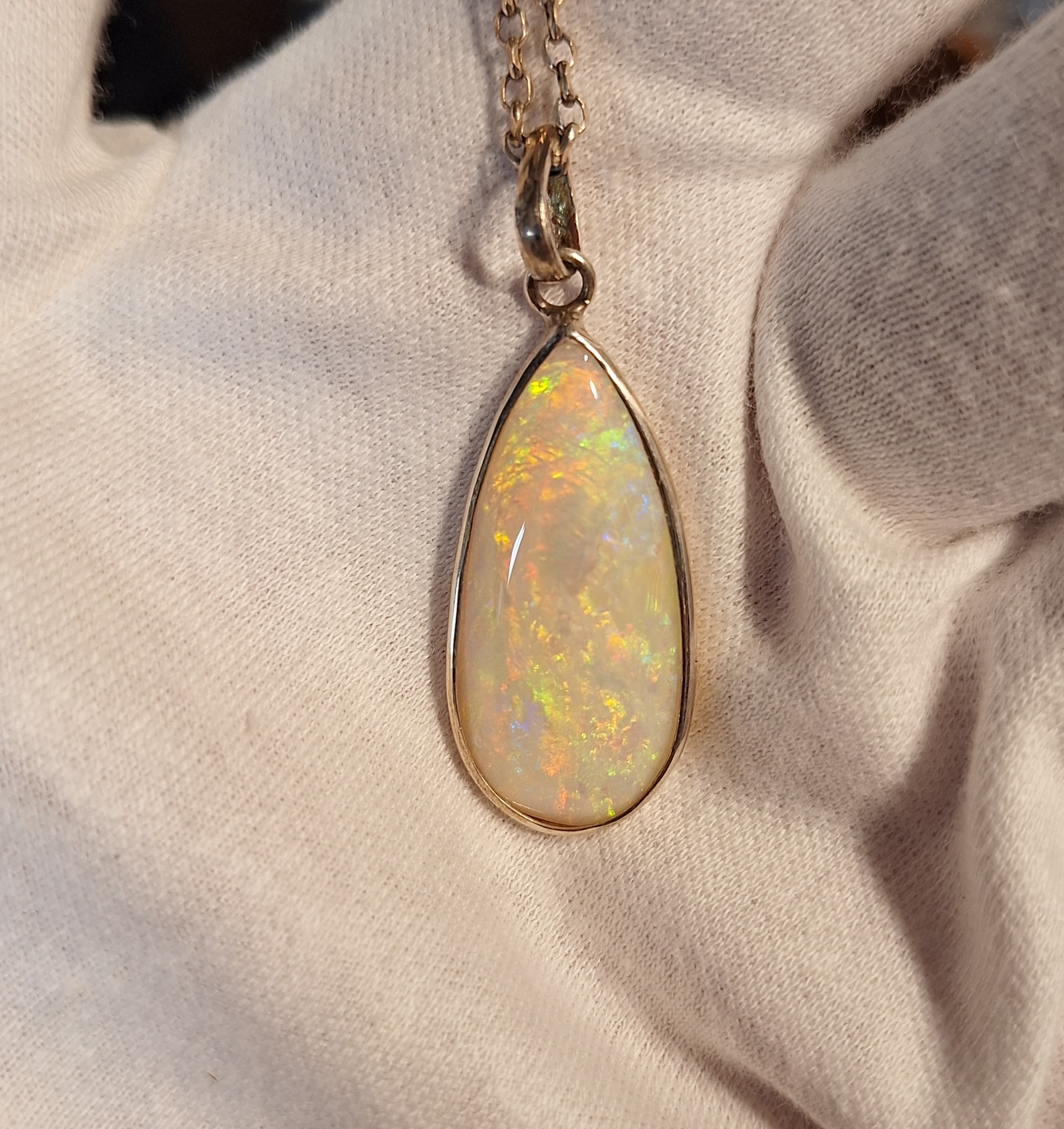 Opal teardrop pendant