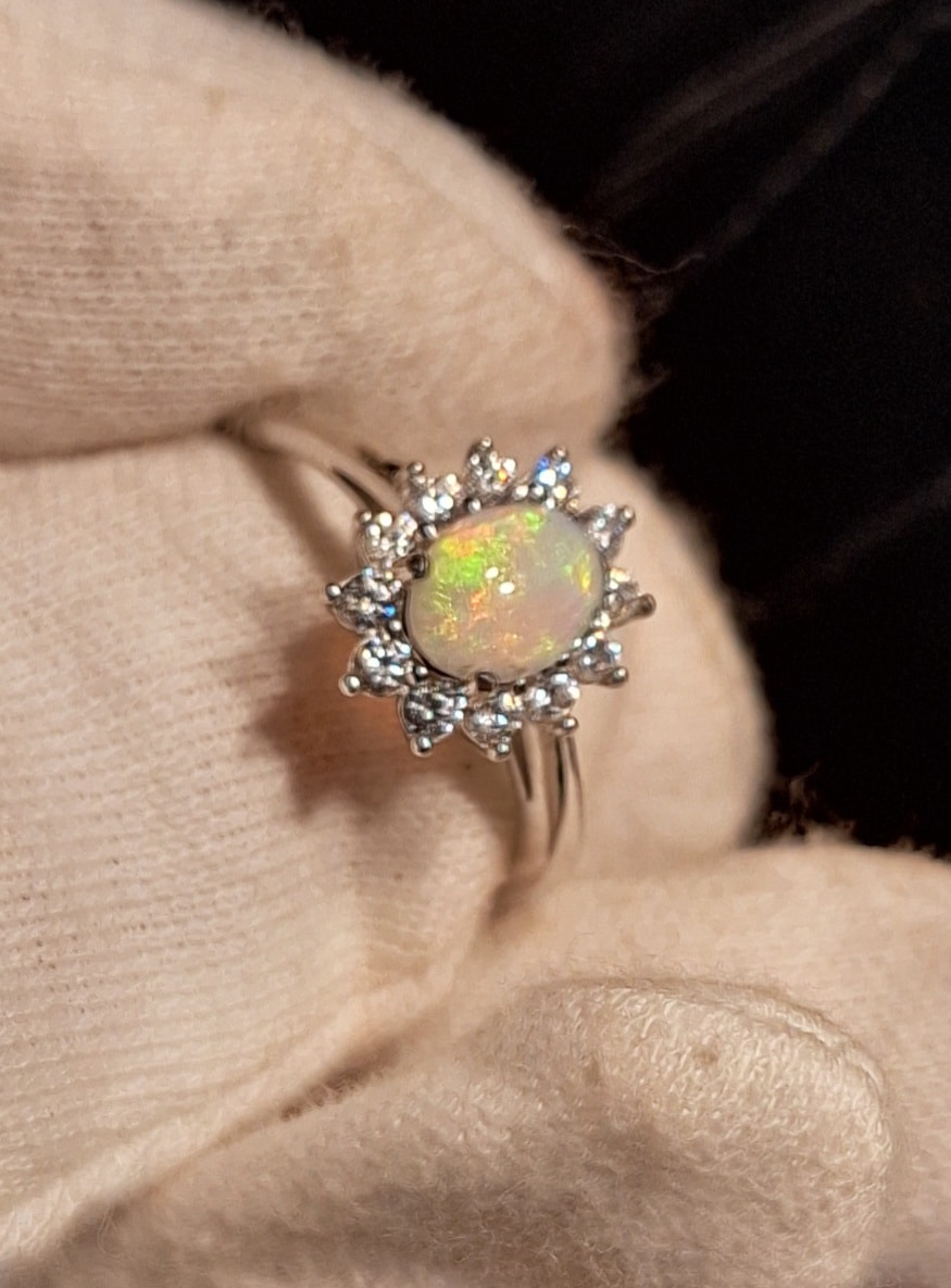 Opal gemstone ring